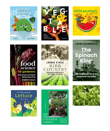 A collage of nine book covers for the book list "Omaha Picks: Lettuce Read!"